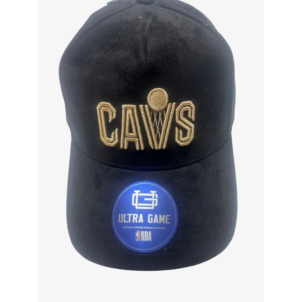 Cleveland Cavs NBA Black Gold Velour Adjustable Strapback Cap Men's OS